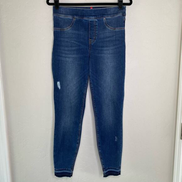 Spanx Medium Wash Distressed Ankle Skinny Jeans Medium - Picture 9 of 9